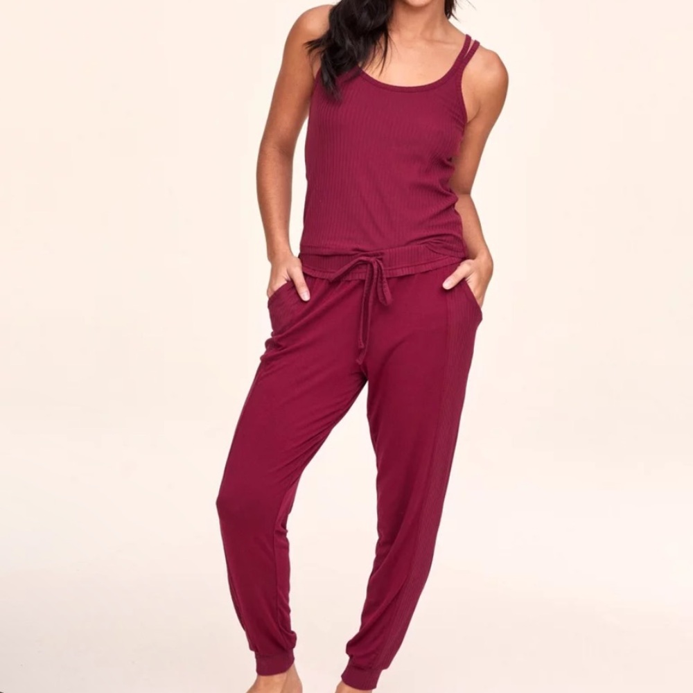 Leelee Adore Me lounge pajama set in burgundy